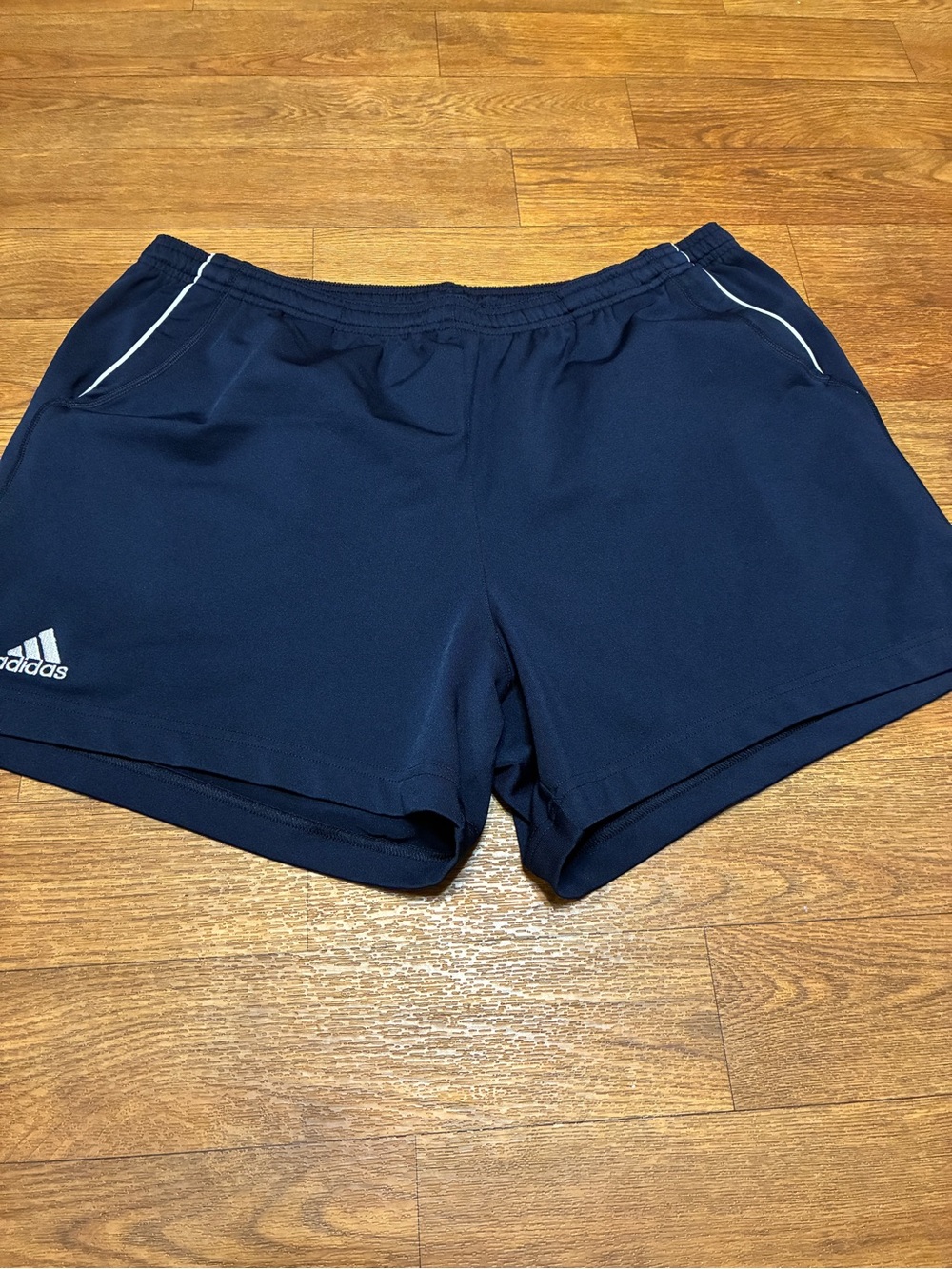 adidas Women's Navy Athletic Shorts with White Trim Size Large